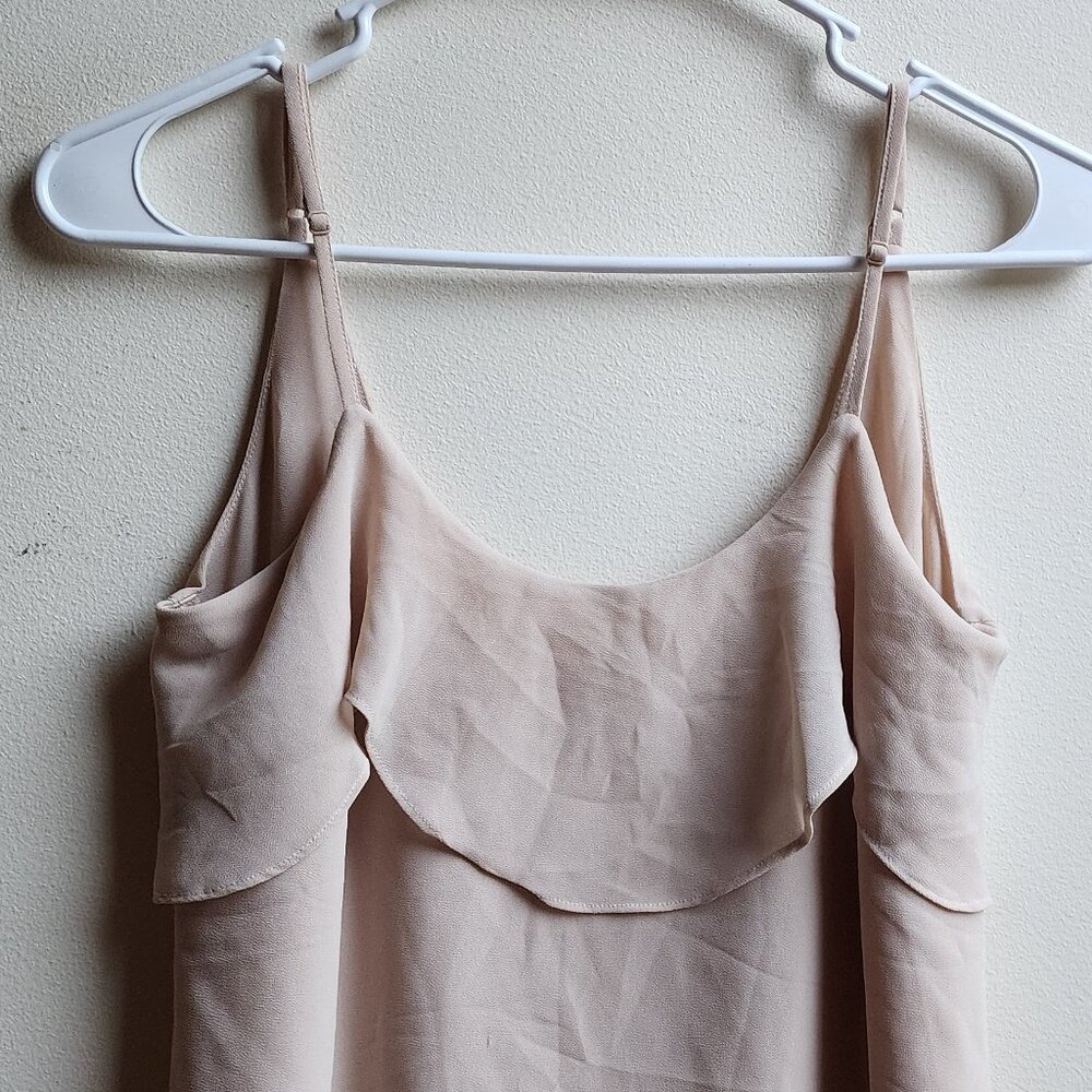 Naked Zebra Nude Ruffled Back Plunge Tank Top Size Small - Picture 8 of 16